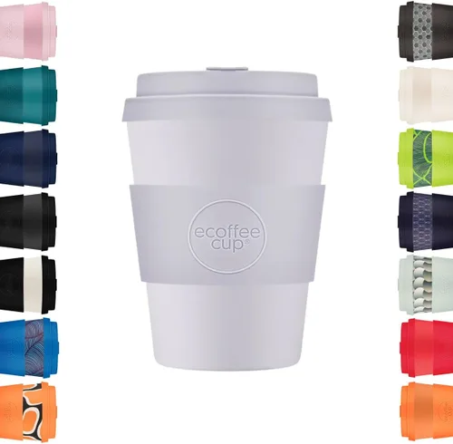 Vista 16 de Ecoffee Cup Taza de café reutilizable de 12 onzas (11.8 fl oz) – Taza de viaje a base de plantas PLA con tapa de silicona, sin melamina y apta