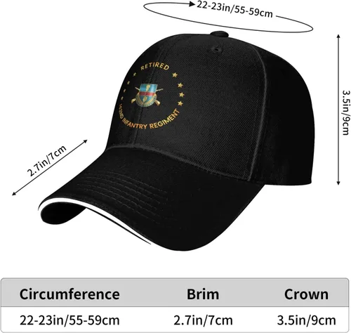 Vista 7 de US 162nd Infantry Regiment Retired Adjustable Baseball Cap for Outdoor Sun Protection - Men & Women Black
