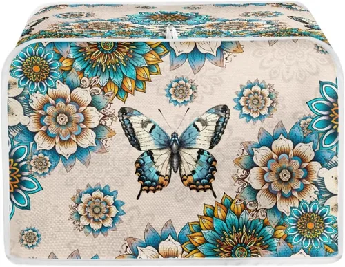 Vista 18 de Funda para tostadora Baxinh con estampado de mariposas y girasoles, 2 rebanadas, bandera americana, cubierta pequeña para electrodomésticos