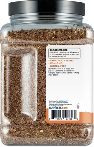 Vista 4 de Nutricost Pantry - Semillas de lino orgánicas (2 libras), semillas de lino enteras Certificado USDA orgánico, vegano, sin OMG, sin gluten