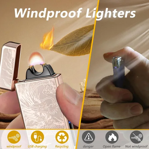 Vista 6 de Dragon - Encendedor eléctrico de arco – Encendedor de plasma recargable USB C para campamento, iniciadores de fuego, velas y equipo al aire libre
