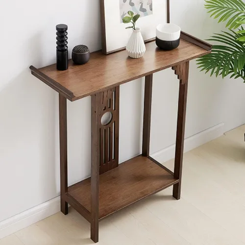 Vista 9 de Gdrasuya10 Mesa de sofá consola de bambú de nogal de 40 pulgadas, mesa de sofá vintage, mesa de consola estrecha y larga, estilo japonés, mesa