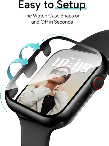 Vista 8 de JR.DM - Juego de 2 fundas de policarbonato duro de 38 mm con protector de pantalla de vidrio templado HD para Apple Watch Series 3/2/1, protector