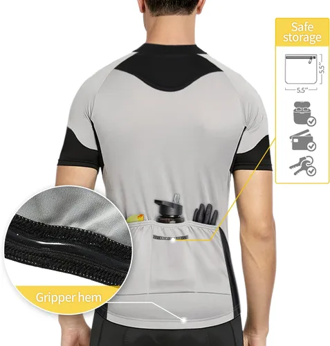 Vista 10 de BERGRISAR Camisetas básicas de ciclismo para hombre, manga corta, bolsillos con cremallera