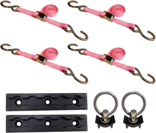 Vista 9 de Mega Cargo Control - Hebilla de leva resistente de 1" x 6' con ganchos S recubiertos de negro - WLL 400 lbs. Paquete de 4