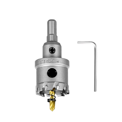 Vista 54 de SALI Kit de sierra perforadora TCT de 1 pulgada (1.024 in) con punta de carburo de tungsteno con broca piloto chapada en titanio para metal, acero