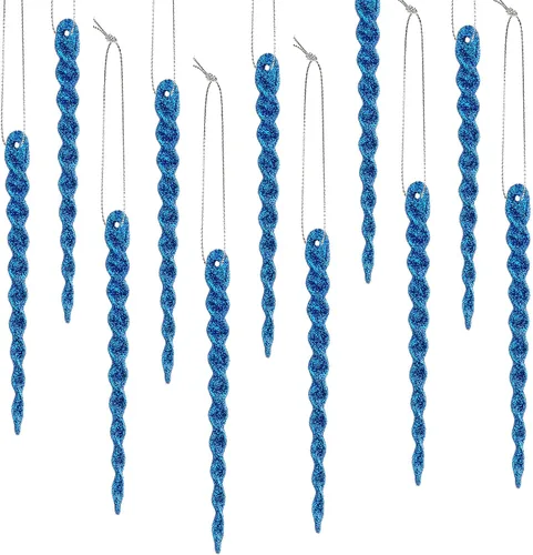 Vista 11 de 30 piezas de carámbanos de plástico trenzados para árbol de Navidad; adornos colgantes para árbol de Navidad, fiesta de Navidad, boda, fiesta