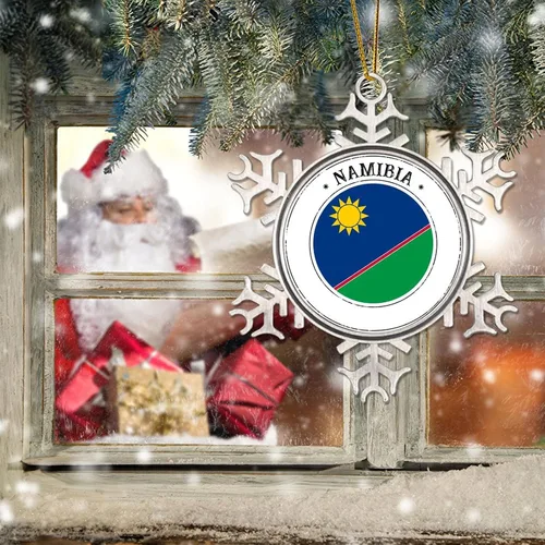 Vista 6 de Adorno de bandera de Namibia para decoración del árbol de Navidad, bandera nacional, silueta de Namibia, decoración del árbol de Navidad, regalo