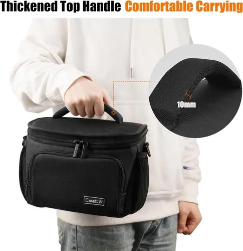 Vista 5 de Cwatcun Bolso bandolera para cámara pequeña, bolsa bandolera para cámara, impermeable, para fotografía de viaje, para Canon, Nikon, Sony, Fuji