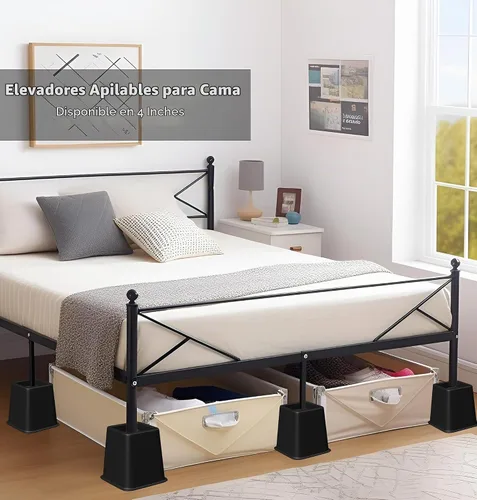 Vista 2 de Elevadores de muebles de cama de 4 pulgadas, elevadores de cama resistentes, elevadores de muebles para cama, sofá, escritorio, silla, extensores