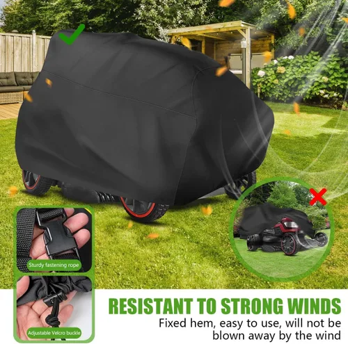 Vista 6 de KISEER Cubierta para Cortacésped de Exterior Impermeable Resistente Poliéster Oxford 420D Protección UV Cubierta para Tractor de Césped Se Adapta a