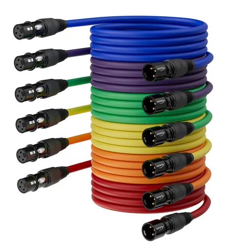 Vista 10 de Cables XLR de 3 pies, XLR macho a hembra, chapado en oro, 3 pines, cable de micrófono - 2