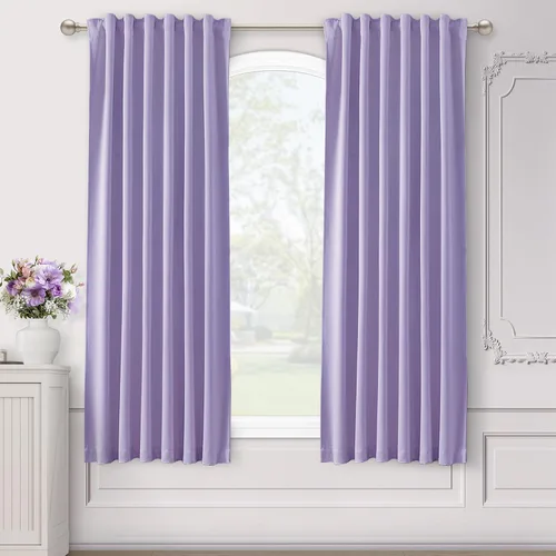 Vista 45 de SHINELAND Cortinas opacas cortas para ventanas de dormitorio, cortinas de baño, 45 pulgadas de largo