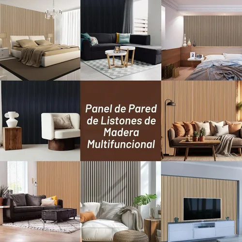 Vista 6 de NeatiEase Paquete de muestras de color de paneles de pared de madera, paneles de pared de listones acústicos para decoración de paredes interiores