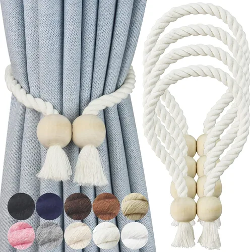 Vista 33 de Alzapaños magnéticos para cortinas, alzapaños decorativos Nieffeiy Beige