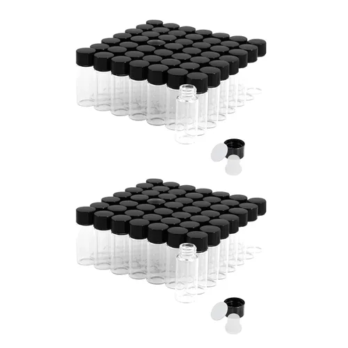 Vista 10 de 25 frascos pequeños de vidrio transparente de 1 fl oz con tapas de rosca