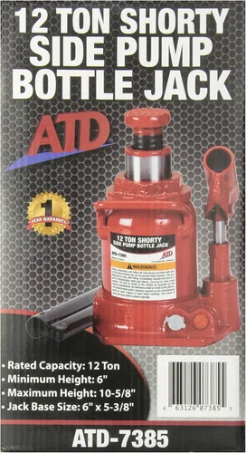 Vista 4 de ATD Tools 7385 Gato hidráulico corto para botella, capacidad de 12 toneladas