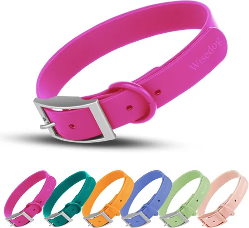Vista 7 de Wisedog Collar de perro impermeable: ajuste múltiple de 7 a 23.6 pulgadas, correa recubierta de goma suave, fácil de limpiar, para perros pequeños