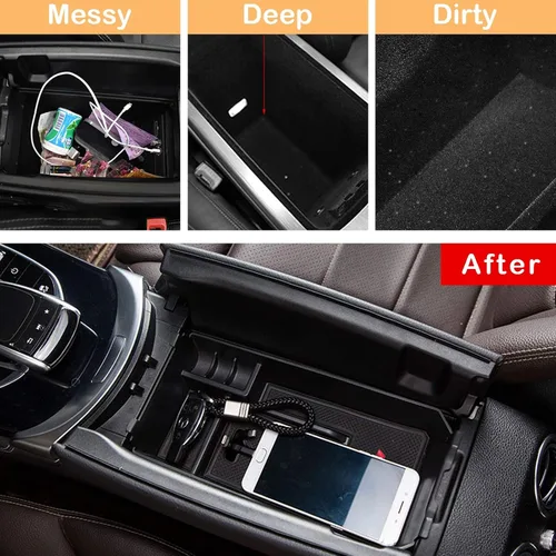 Vista 4 de TTCR-II Compatible con el organizador de consola central Mercedes Benz Clase C W205 2015-2021 (solo Sedan y Coupe), para bandeja organizadora
