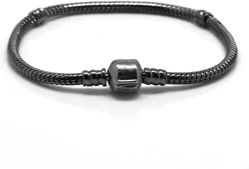 Vista 2 de RUBYCA 5pcs 6.3" Gunmetal Negro Broche Cadena de serpiente Europea Charm Pulsera Fit Charm Beads DIY Regalo