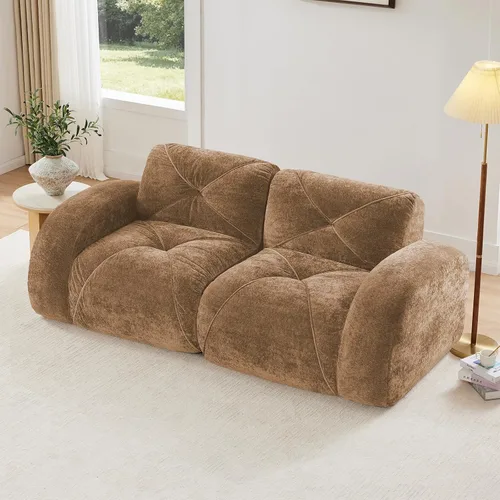 Vista 27 de Sofás modulares modulares de 110.6 pulgadas para sala de estar, sofá moderno de terciopelo sin hueso, no requiere montaje, cómodo sofá sin hueso