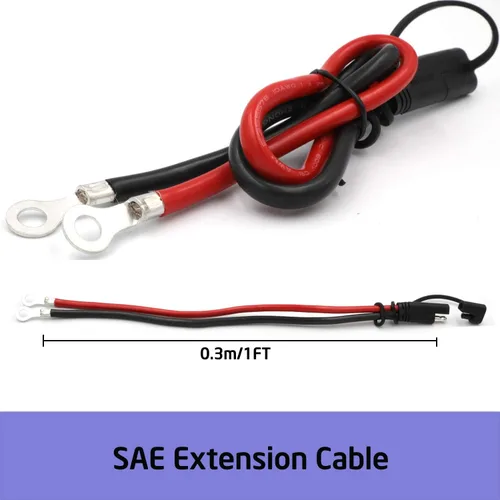 Vista 3 de iMESTOU Arnés de terminal SAE a anillo tórico de 10 AWG, enchufe de desconexión rápida de 2 pines, cable de extensión de arnés de terminal de ojal