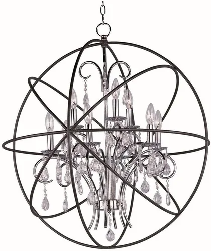 Vista 7 de Maxim Lighting Orbit - Lámpara colgante de 9 luces, acabado de bronce frotado, lámpara interior de transición, ideal para islas de cocina