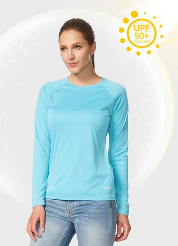 Vista 3 de BALEAF Camisas de manga larga para mujer, protección solar UPF50+, secado rápido, senderismo, pesca