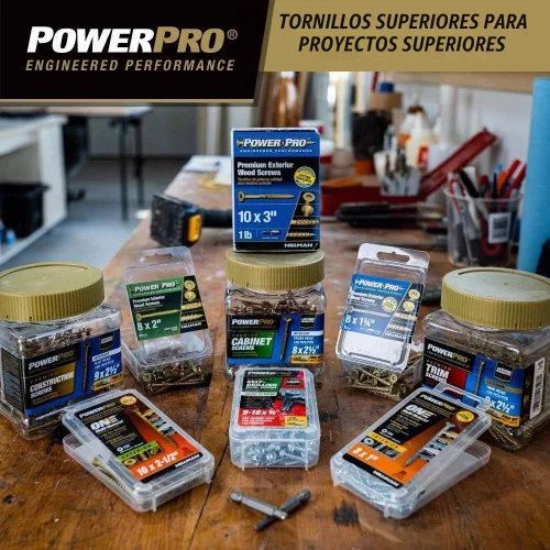 Vista 9 de Power Pro Tornillos para madera para exteriores, cabeza plana #9 x 3
