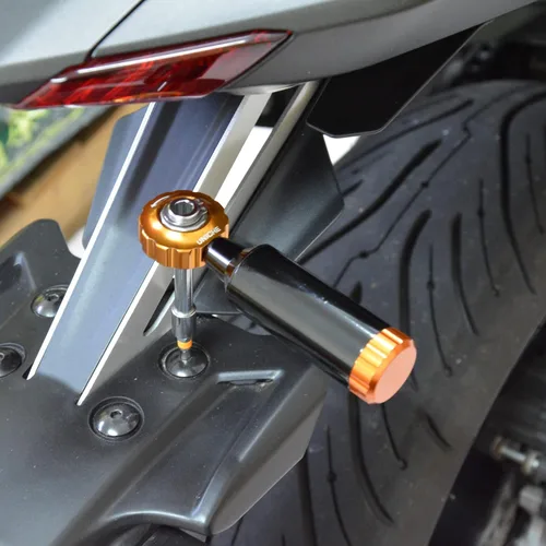 Vista 8 de Miniherramienta de trinquete continuo de bicicleta con función reversible. Kit de reparación multiherramienta para bicicletas de carretera