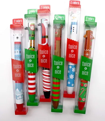 Vista 2 de Dos veces más bonitos bolígrafos de clic de 2 colores - Happy Holiday - Juego de 6