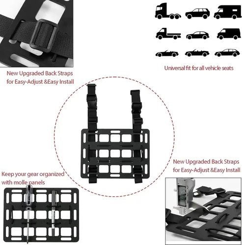 Vista 3 de Paneles rígidos Molle para vehículos + panel de reposacabezas Molle universal táctico Molle panel trasero organizador modular de almacenamiento