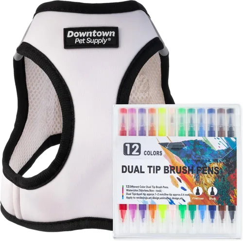 Vista 9 de Downtown Pet Supply Arnés para perro Step-in – Sin tirones, malla acolchada ajustable con ribete reflectante, correa de hebilla segura – Arnés