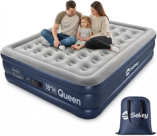 Vista 21 de Sekey Colchón de aire completo con bomba incorporada, cama de aire elevada Negro