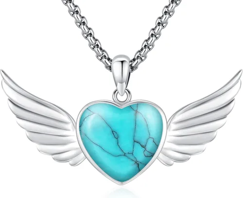 Vista 142 de Joyas de turquesa para mujeres y hombres de plata de ley 925 con colgante de urna para cenizas, collar con medallón de imagen, martillo de Thor