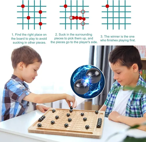Vista 2 de Juego de imán, juego de ajedrez magnético, juego de ajedrez magnético de mesa, divertidos juegos familiares para niños y adultos, juego