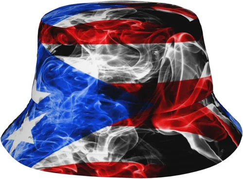 Vista 8 de Sombrero de pescador de Puerto Rico para el sol, sombrero de playa, divertido gorro de pescador, para exteriores, para hombres y mujeres, talla única
