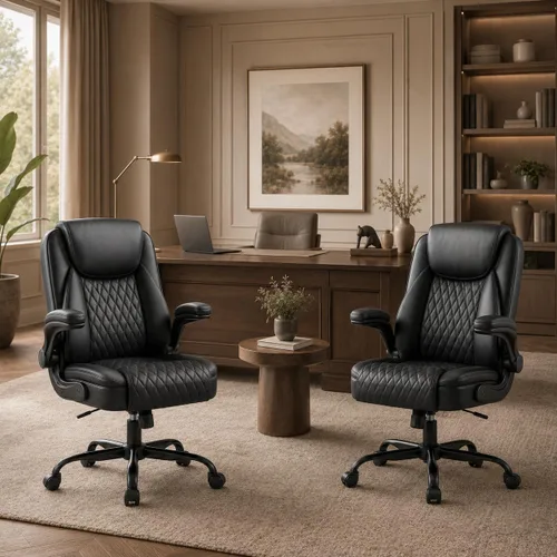 Vista 8 de GTPLAYER Black Office Desk Chair with 90° Flip-up Arm, 2 Pack