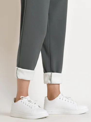 Vista 4 de Weintee Pantalones pequeños de forro polar para mujer, pantalones deportivos con forro de sherpa para invierno