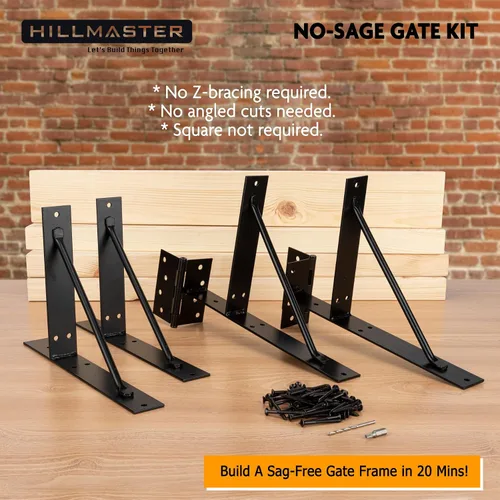 Vista 6 de HILLMASTER Soporte de esquina para puerta, resistente y antihundimiento, kit de marco de puerta ajustable para cercas de madera, puertas