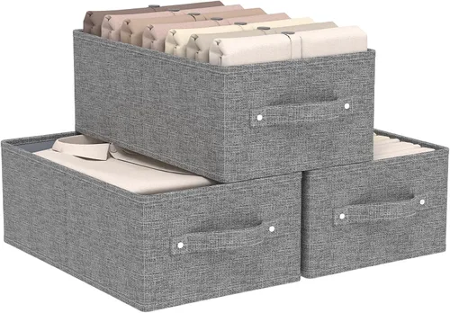 Vista 15 de Cajas de almacenamiento plegables, cestas organizadoras de tela, cubos para organizar el hogar, la oficina y el armario, gris, paquete de 2, 13.0 x