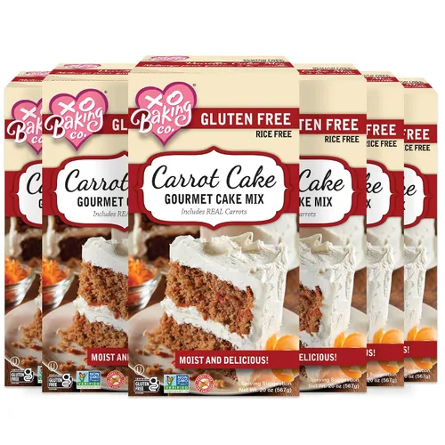 Vista 16 de XO Baking Co. Mezcla gourmet para pastel de zanahoria sin gluten; contiene zanahorias reales; sin OGM; kosher; sin arroz; sin soja; sin lácteos; sin