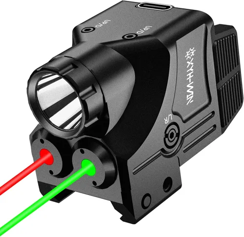 Vista 8 de XYH-Win 600 lúmenes luz táctica para arma con mira láser verde/IR, luz para pistola con función estroboscópica/constante, mira láser de doble