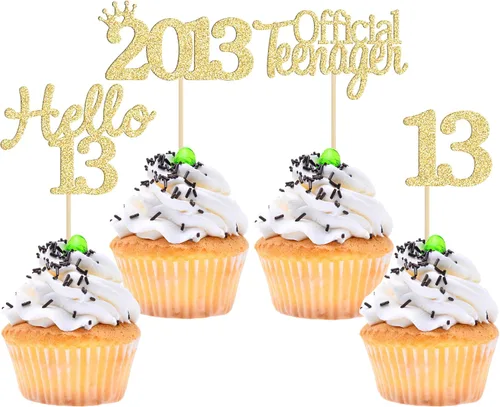 Vista 63 de Gyufise Paquete de 24 adornos negros para cupcakes de 10.º cumpleaños con purpurina negra 10 Ten Hello 10 Dights dobles desde 2015 para decoraciones