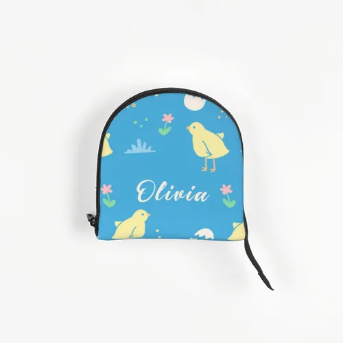 Vista 6 de Transportador personalizado para mascotas, diseño de huevos y pollo amarillo de dibujos animados de Pascua, plegable, de lados suaves, bolsa