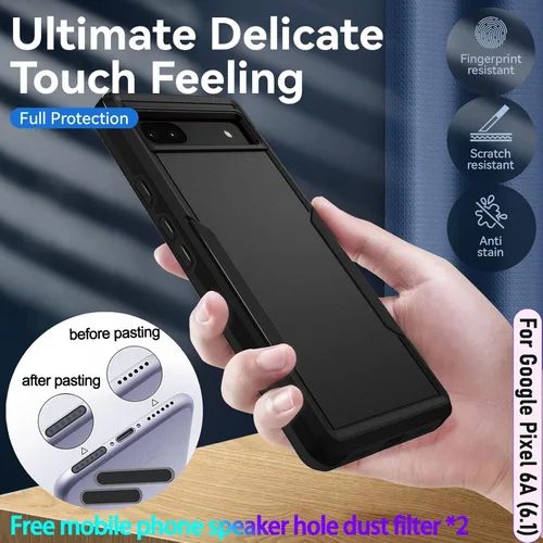Vista 4 de Funda híbrida de doble capa para Pixel 6A de 6.1 pulgadas, resistente a los golpes, resistente a los golpes, con 1 soporte magnético para automóvil
