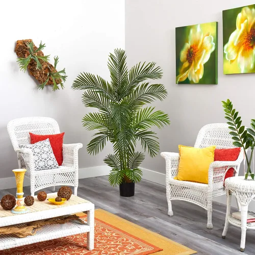 Vista 4 de Nearly Natural Árbol artificial de palmera areca de 5.5 pies