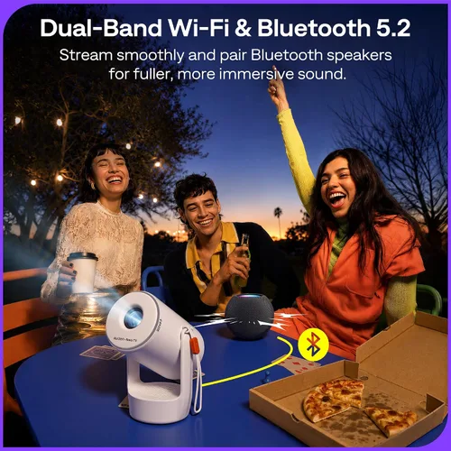 Vista 14 de Aurzen Roku TV E1R Mini proyector portátil inteligente con WiFi y Bluetooth Blanco
