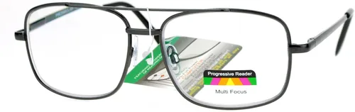 Vista 2 de SA106 Gafas de lectura progresivas con marco metálico rectangular Multi 3 Focus plomizo