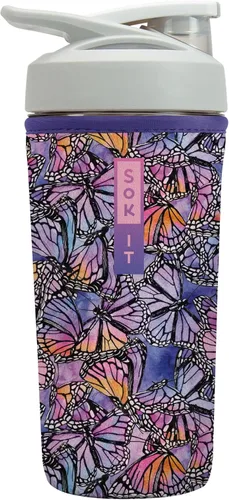 Vista 20 de Sok It BotlSok Botella Mezcladora de Proteínas con Funda Aislante de Neopreno (Floral Abstracto, Se Ajusta a Mezcladoras de 24oz)